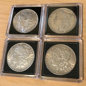 1889 Morgan silver coins, total 4
